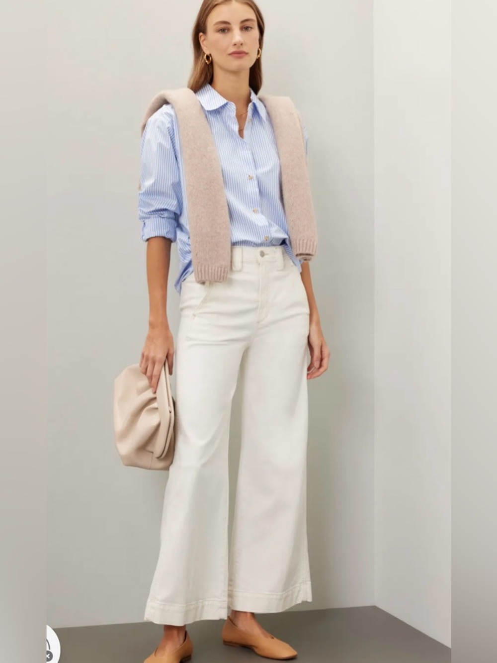 Joe's Jeans Avery Wide-Leg High-Rise Ankle Jeans in Cream